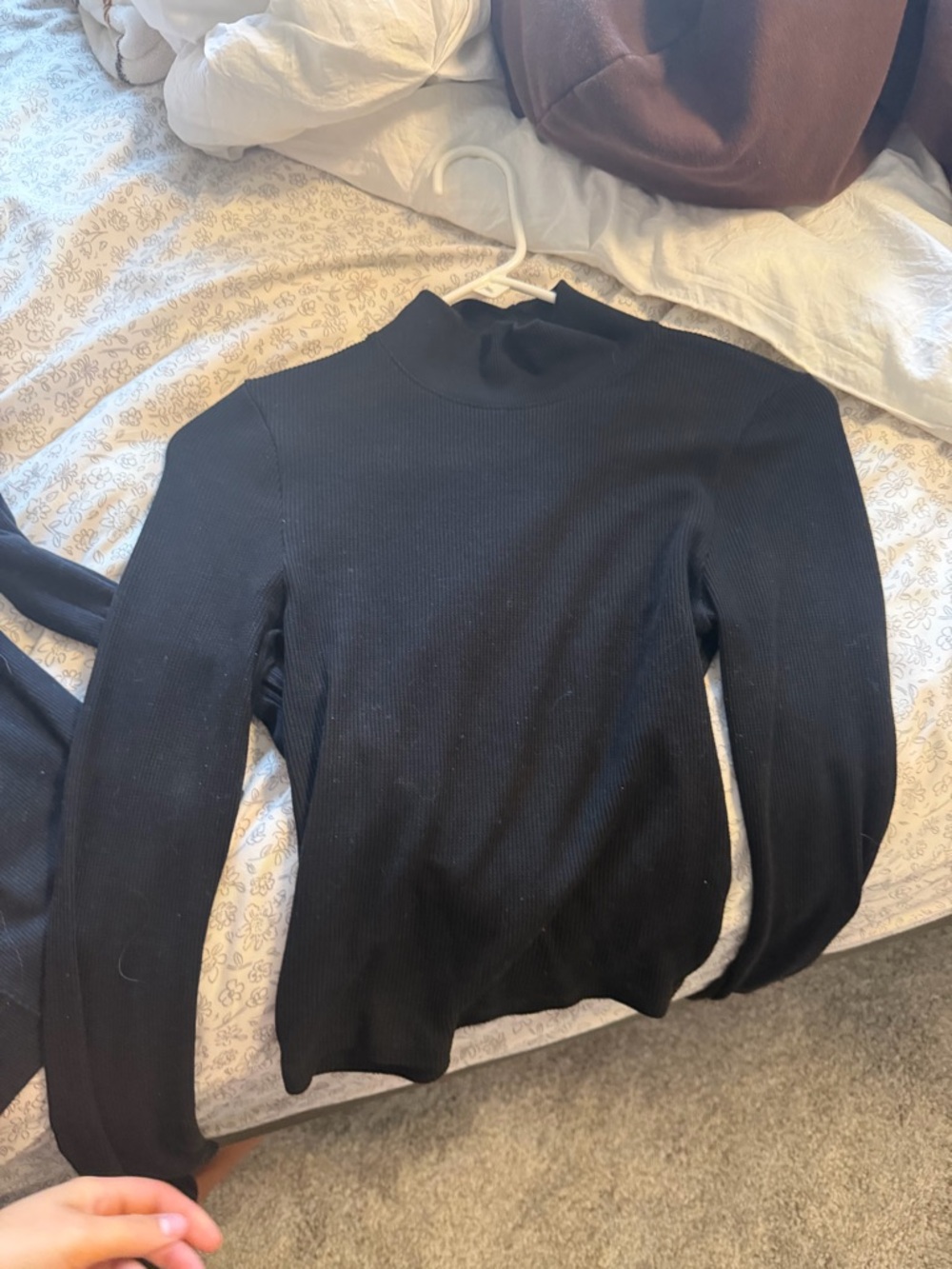 Black Ribbed Mock Neck Women's Sweater